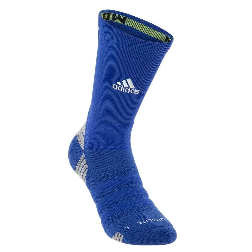 Adidas Alphaskin Maximum Cushioned Crew Socks White Gray Blue Size Large L New